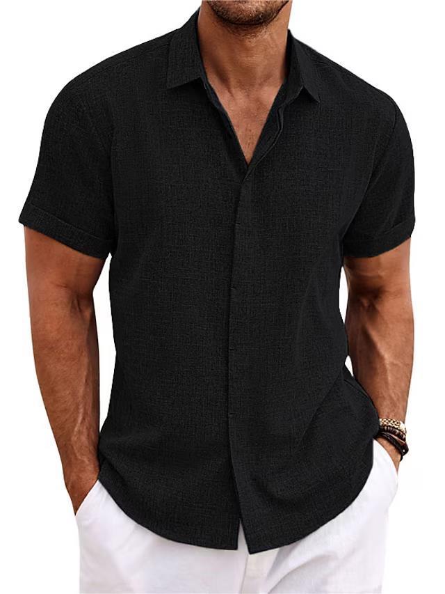 Men's Solid Color Loose Linen Short-sleeved T-shirt - My Store