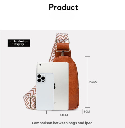 Women Chest Bag Sling Bag, Guitar Strap Small Crossbody PU Leather Satchel Daypack - My Store