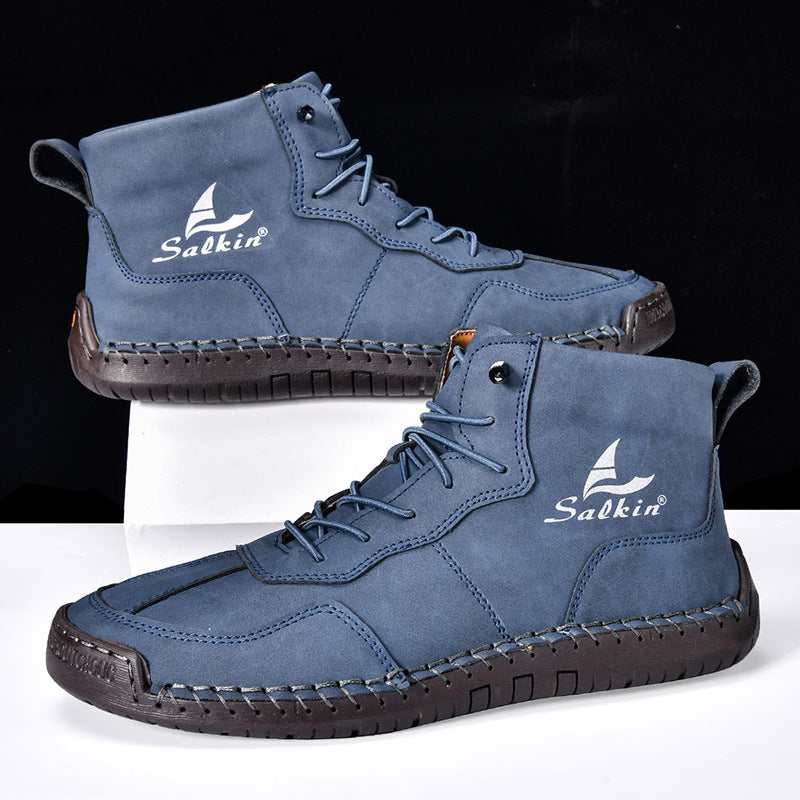 Leather Shoes High-top Retro Casual Boots - My Store