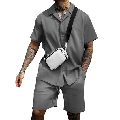 Men's Casual And Comfortable Polo Short-sleeved Shorts Suit - My Store