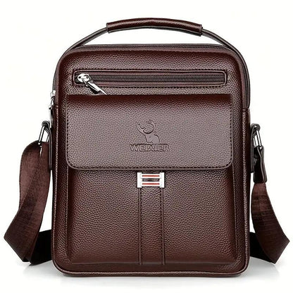 Leather Messenger Crossbody Shoulder Bag For Men Work Business Casual Adjustable Straps With Metal Zipper - My Store