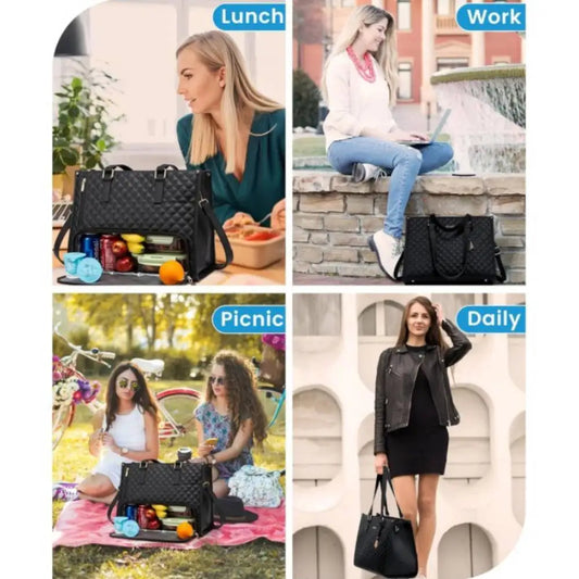 Convenient Commute New Lunch Bag Women's Insulated Lunch Box Women's Leak-proof Large Purse Diagonal Computer Storage - My Store