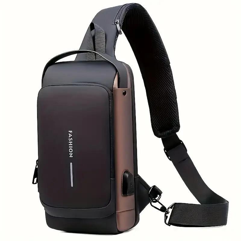 Men S Waterproof Motorcycle Chest Bag - Anti-Theft Shoulder Bag Oxford Fabric, Multifunctional For Hiking Outdoor Activities, Outdoor Shoulder Bag Versatile Carryall Durable Oxford Fabric - My Store