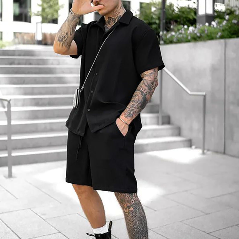 Men's Casual And Comfortable Polo Short-sleeved Shorts Suit - My Store
