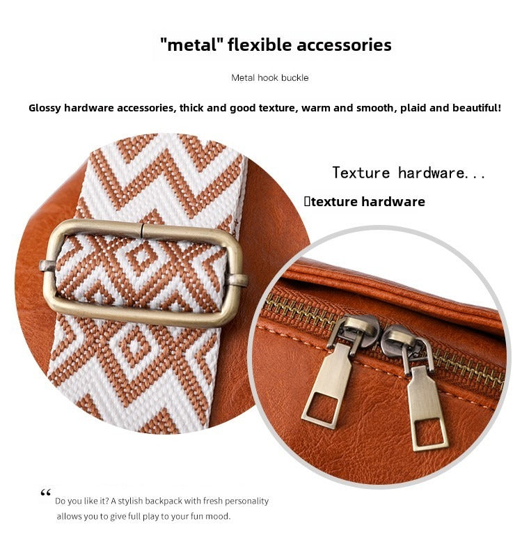 Women Chest Bag Sling Bag, Guitar Strap Small Crossbody PU Leather Satchel Daypack - My Store