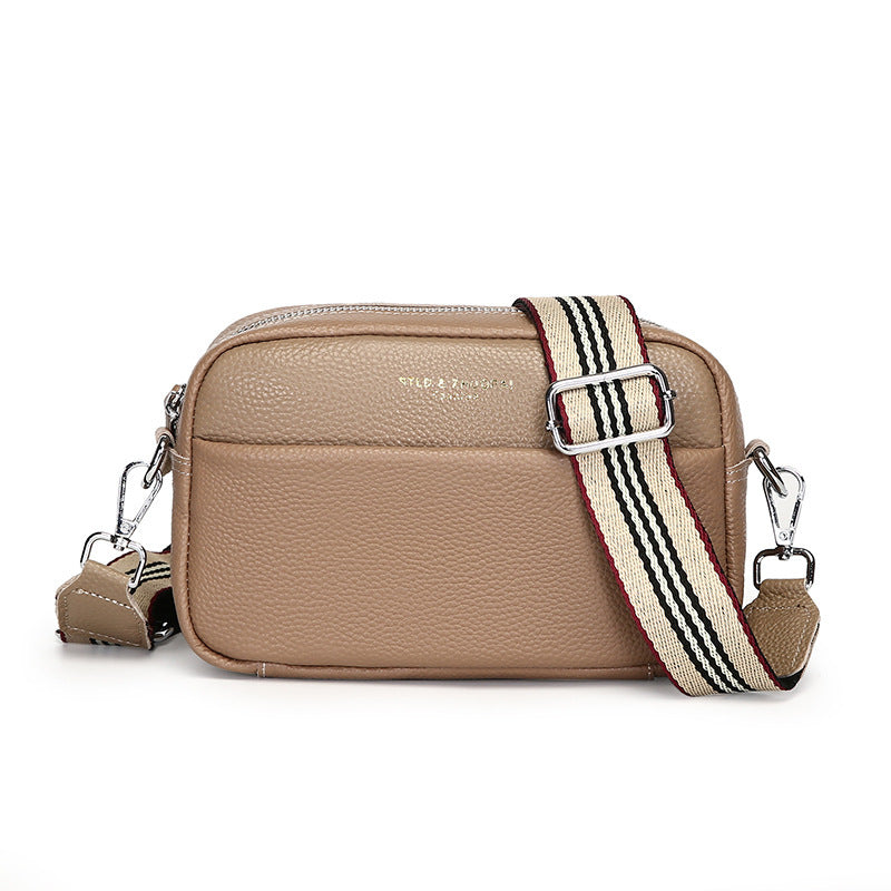 Fashion Simple Shoulder Messenger Bag Top Layer Cowhide Small Square Bag - My Store