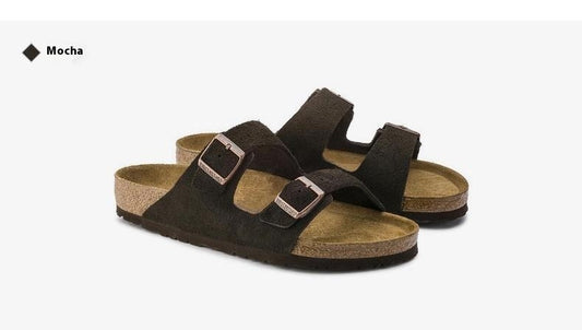 Women's Vintage Cork Flat Boken Sandals Men's One-word Sandals - My Store