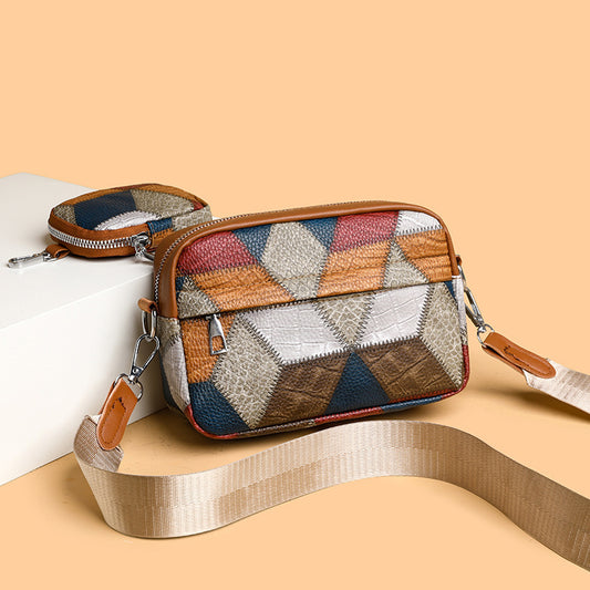 Retro Fashion Stitching Contrast Color Small Square Bag - My Store