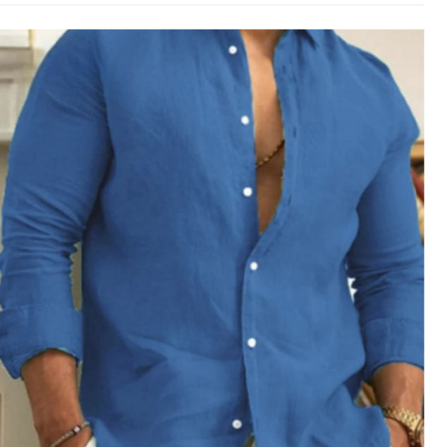 Amazon Men's Linen Shirt Button Shirt Summer Beach Solid Color - My Store