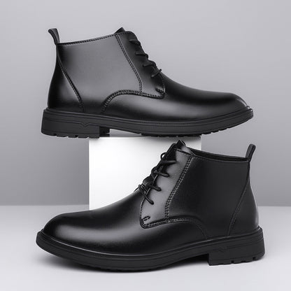Retro Lace Up Denim Trendy Mid-length Warm Non-slip Men's Martin Boots - My Store