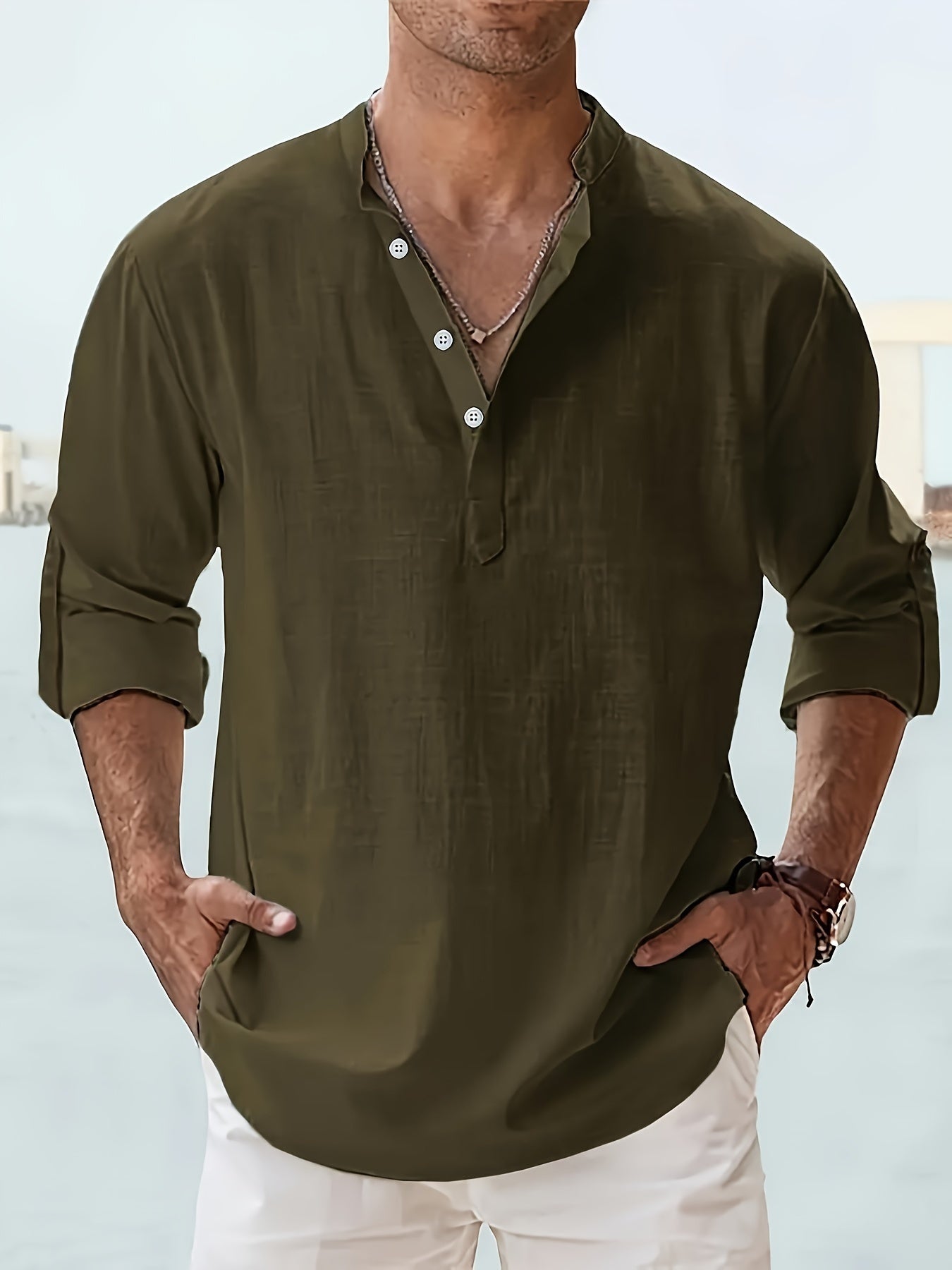 Men's Long-sleeved Breathable Button-down Shirt - My Store