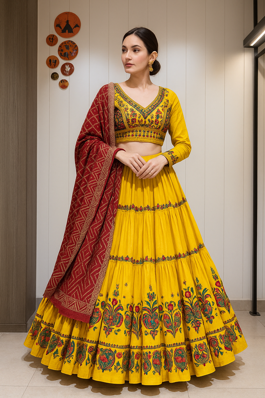 PANKHUDI - Heavy khadi cotton chaniya choli - My Store