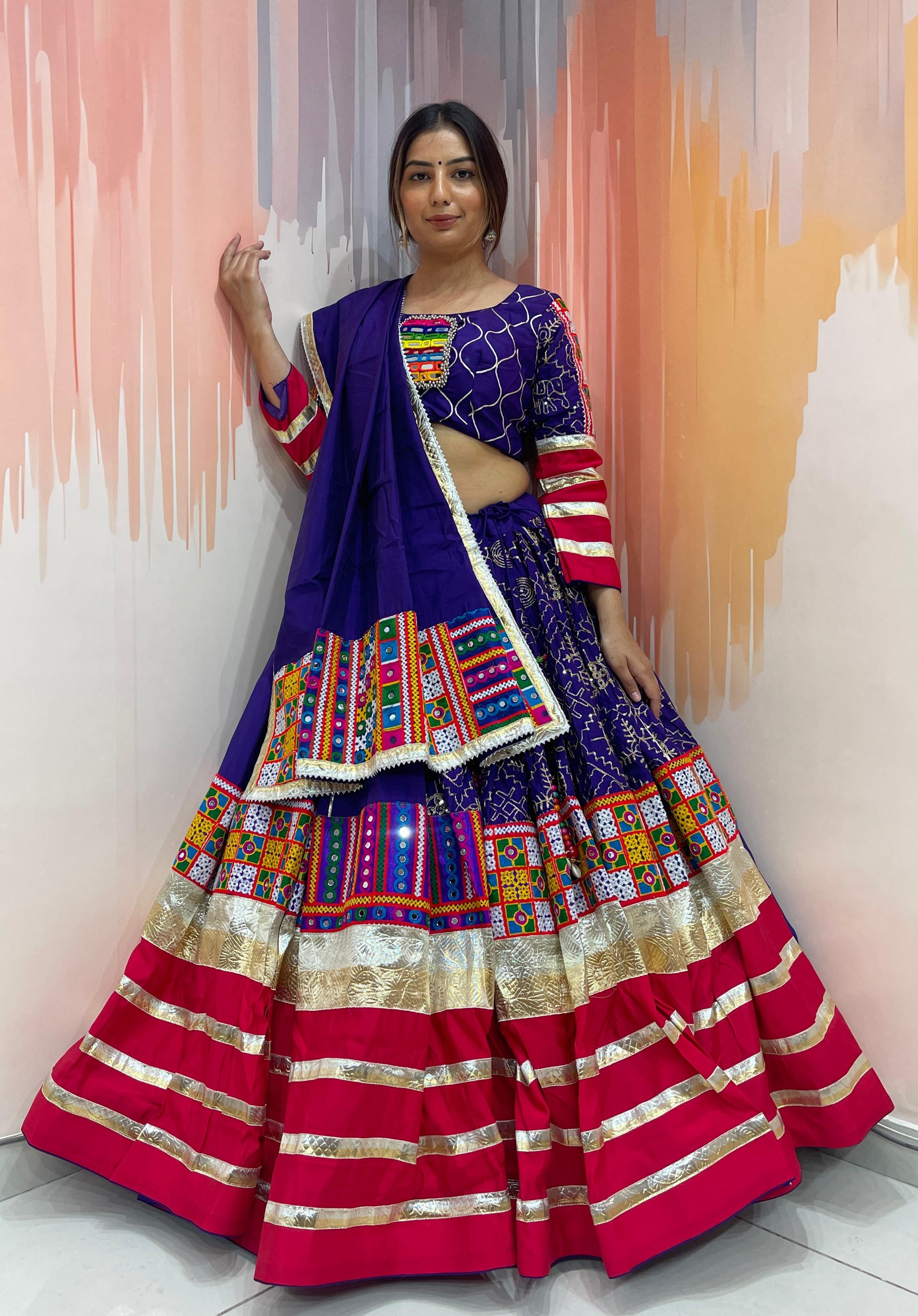 MOHINI - BOMBAY Silk mirror work Chaniya choli - My Store