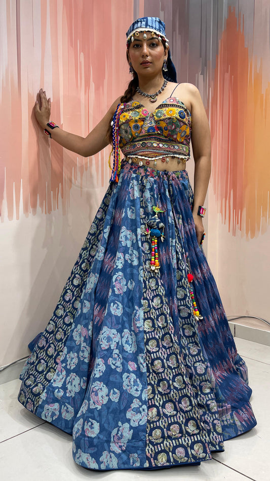 MORNI VOL-2 - Classic Denim Printed kutchi Chaniya Choli - My Store