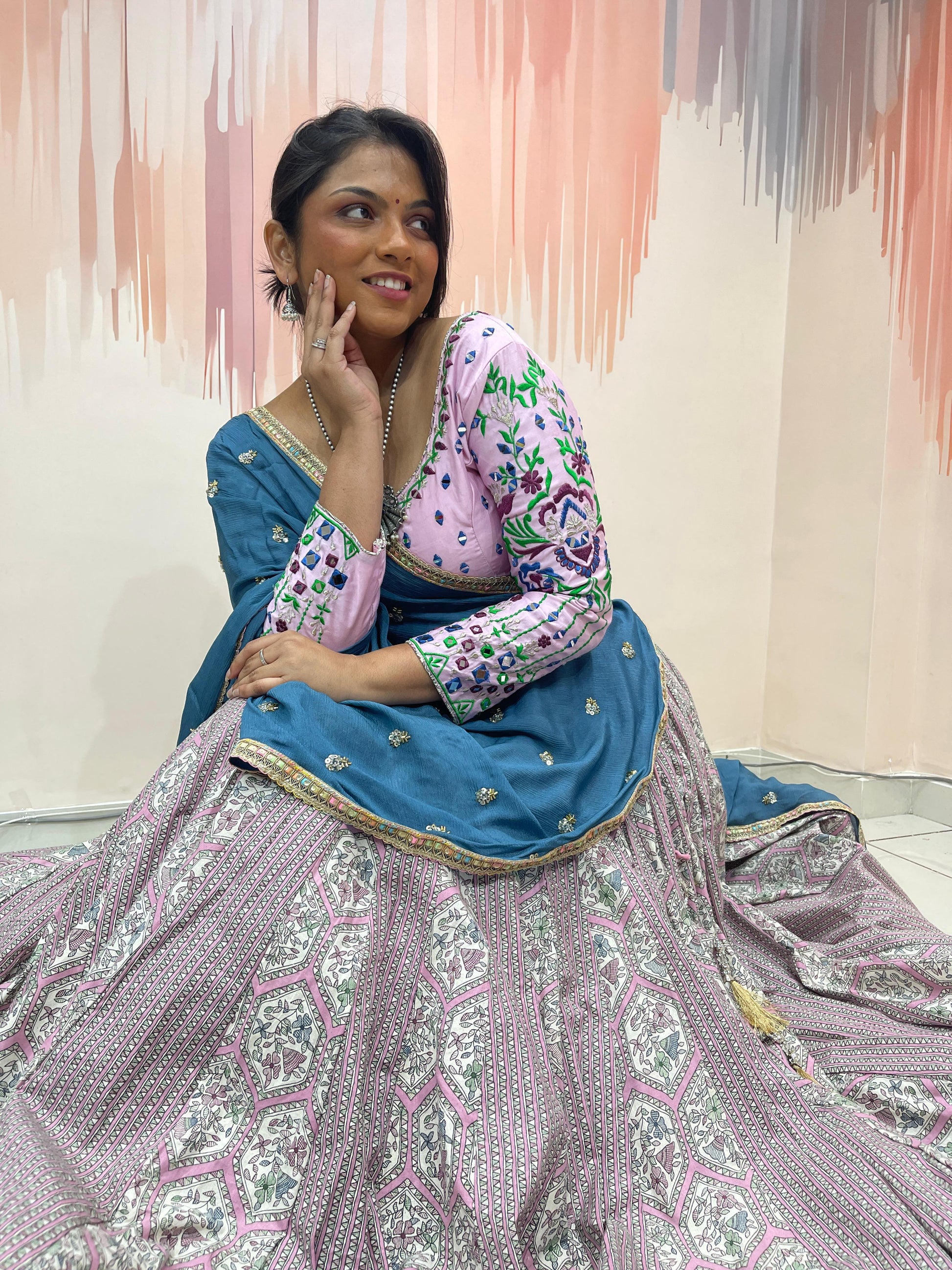 ROHINI VOL - 1 - Indo Western Concept 7 embroidery Cotton Printed Chaniya Choli - My Store