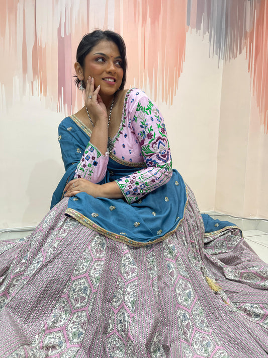 ROHINI VOL - 1 - Indo Western Concept 7 embroidery Cotton Printed Chaniya Choli - My Store