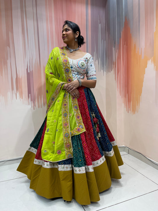 RIM JIM VOL - 1 - Bandhej Prints Rajwadi & Colouful machine Embroidered Chaniya Choli - My Store