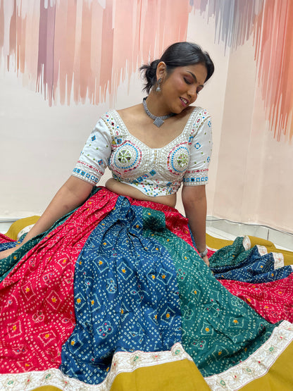 RIM JIM VOL - 1 - Bandhej Prints Rajwadi & Colouful machine Embroidered Chaniya Choli - My Store