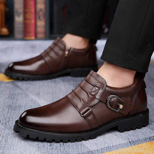 Low-top Versatile Retro Motorcycle Platform Round Toe Holder Men's Shoes - My Store