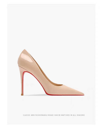 Women's Pointed Low-cut Patent Leather High Heels - My Store
