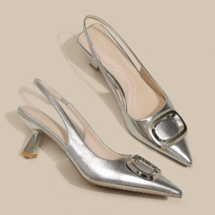 Pointed Toe Classy High Heels High-grade French Square Buckle - My Store