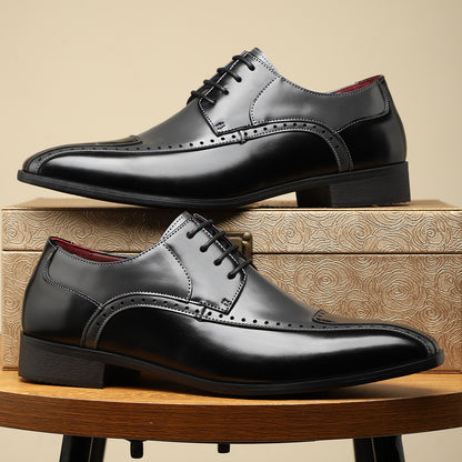 Men's Trendy Non-slip Breathable Leather Shoes Color Matching Business - My Store