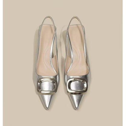 Pointed Toe Classy High Heels High-grade French Square Buckle - My Store
