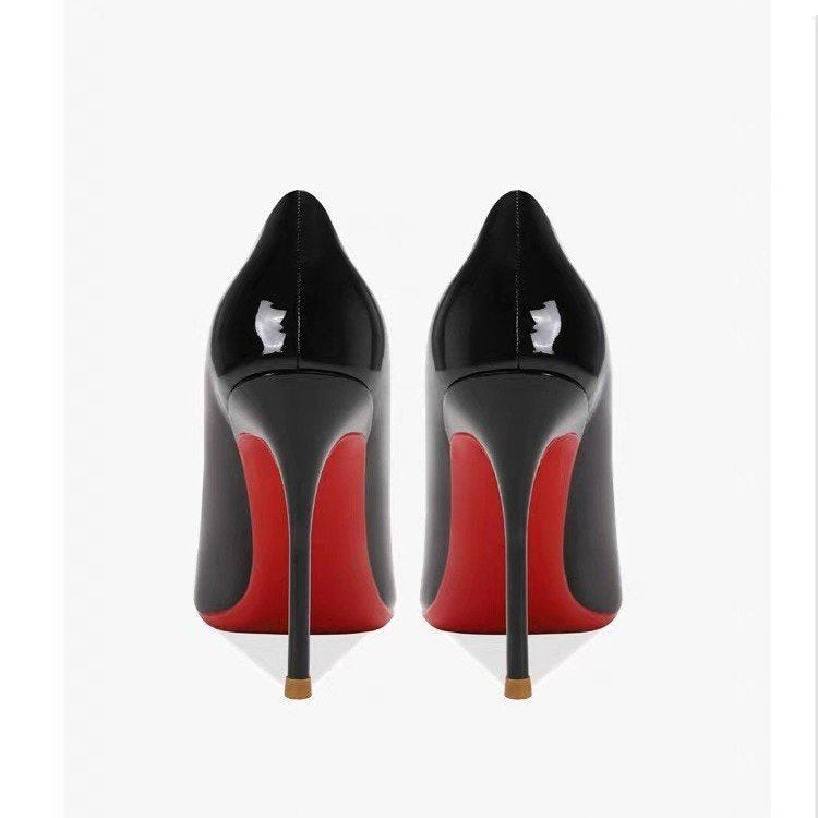 Women's Pointed Low-cut Patent Leather High Heels - My Store