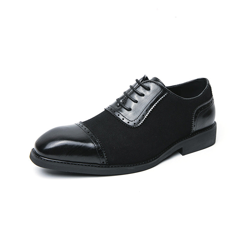 Men's Thick-soled Raised Round Toe Lace-up Business Leather Shoes - My Store