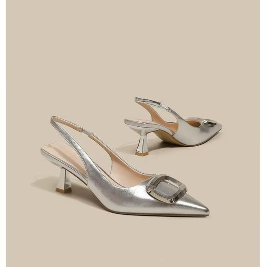 Pointed Toe Classy High Heels High-grade French Square Buckle - My Store