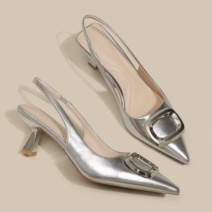 Pointed Toe Classy High Heels High-grade French Square Buckle - My Store