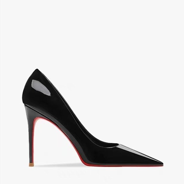 Women's Pointed Low-cut Patent Leather High Heels - My Store