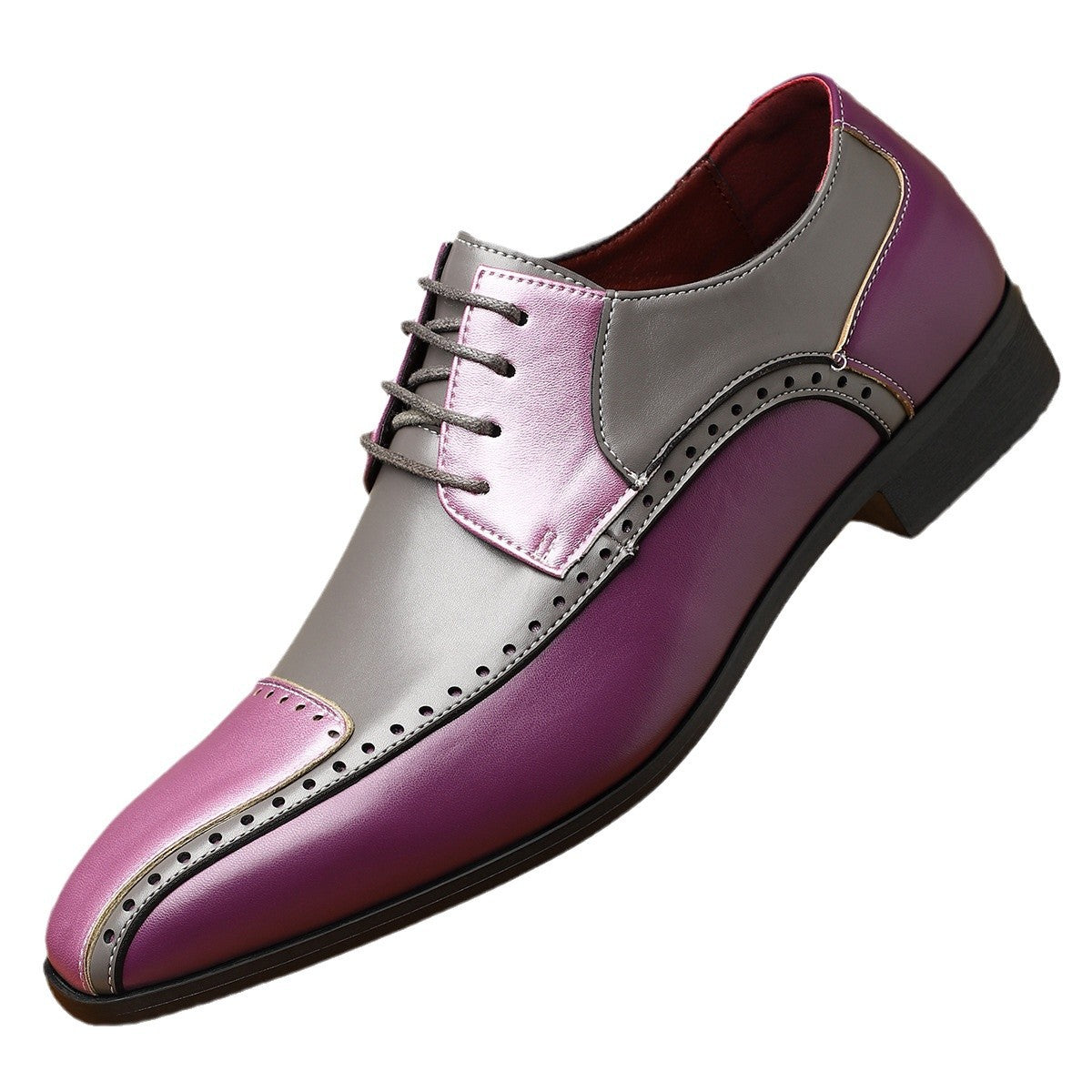 Men's Trendy Non-slip Breathable Leather Shoes Color Matching Business - My Store
