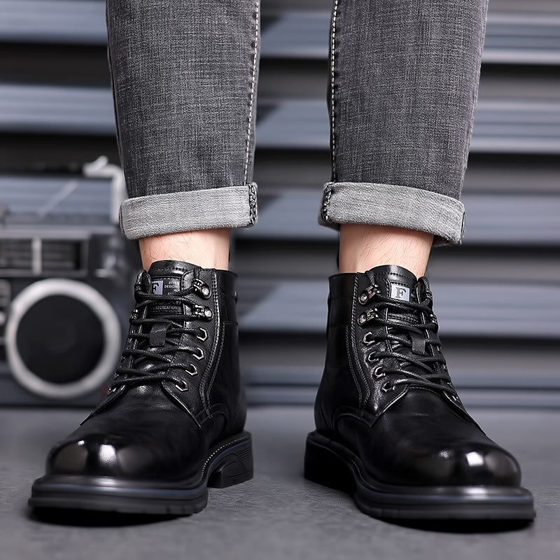 British Style All-matching Work Clothes Ankle Boots Fashion Haulage Motor Leather Boots - My Store