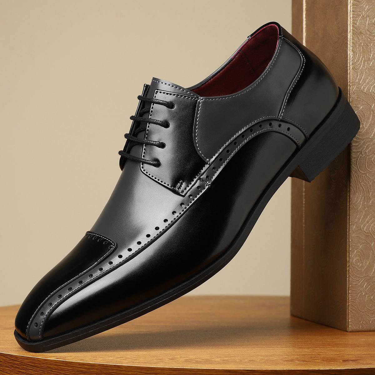 Men's Trendy Non-slip Breathable Leather Shoes Color Matching Business - My Store