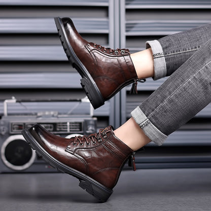 British Style All-matching Work Clothes Ankle Boots Fashion Haulage Motor Leather Boots - My Store