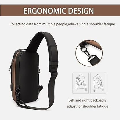 Men S Waterproof Motorcycle Chest Bag - Anti-Theft Shoulder Bag Oxford Fabric, Multifunctional For Hiking Outdoor Activities, Outdoor Shoulder Bag Versatile Carryall Durable Oxford Fabric - My Store