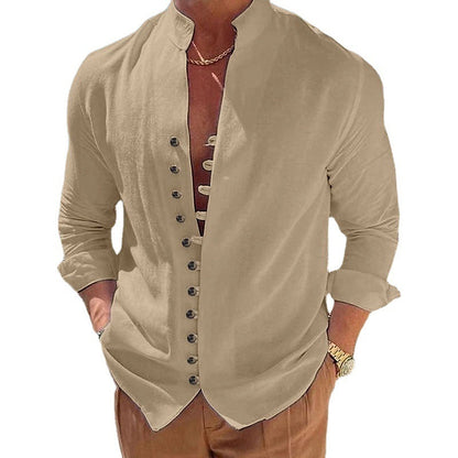 Cotton And Linen Casual Loose Long Sleeve Shirt - My Store