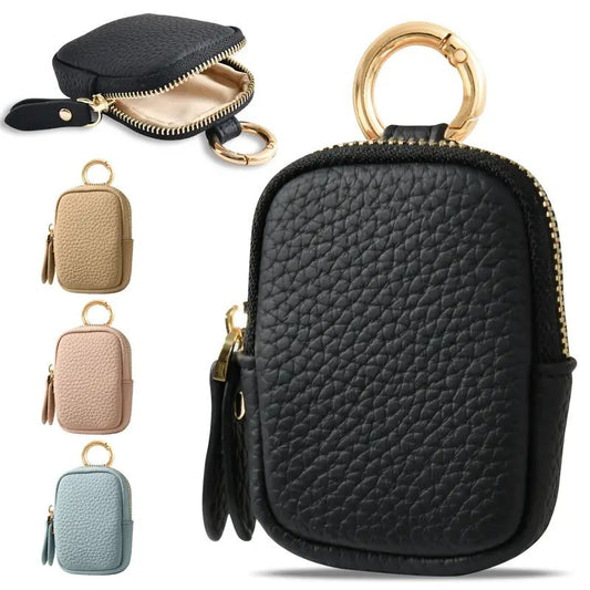 Leather Coin Purse, Small Change Purse Keychain Wallet For Women, Mini Coin Pouch With Zipper - My Store