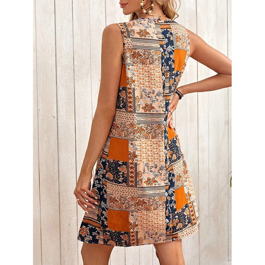 Women's Summer Dress Sleeveless Floral Boho Sundress Swimsuit Coverup Casual Loose Beach Vacation Tank Dresses - My Store