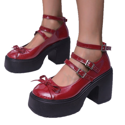 Women's Thick-soled Lace-up Loafers Fall Versatile British Leather Shoes - My Store