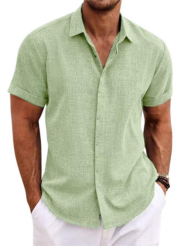 Men's Solid Color Loose Linen Short-sleeved T-shirt - My Store