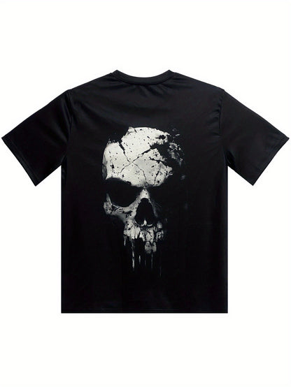A Novel And Cool Top For Men To Wear Outdoors In Summer, Featuring A 3D Digital Shattered Skull Pattern And A Round Neck Short Sleeved T-shirt - My Store