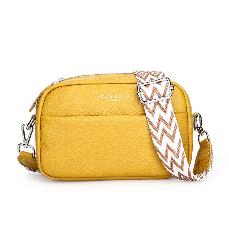 Fashion Simple Shoulder Messenger Bag Top Layer Cowhide Small Square Bag - My Store