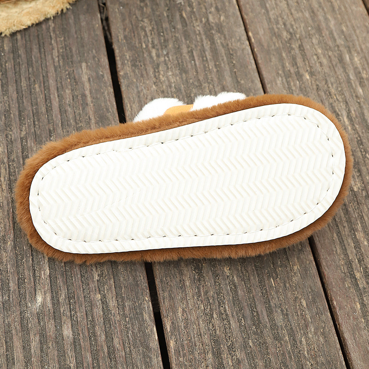Fluffy Slippers Cross Strap Stitching Warm Casual Platform Slippers - My Store