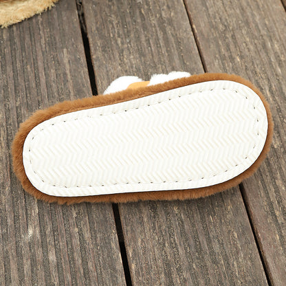 Fluffy Slippers Cross Strap Stitching Warm Casual Platform Slippers - My Store
