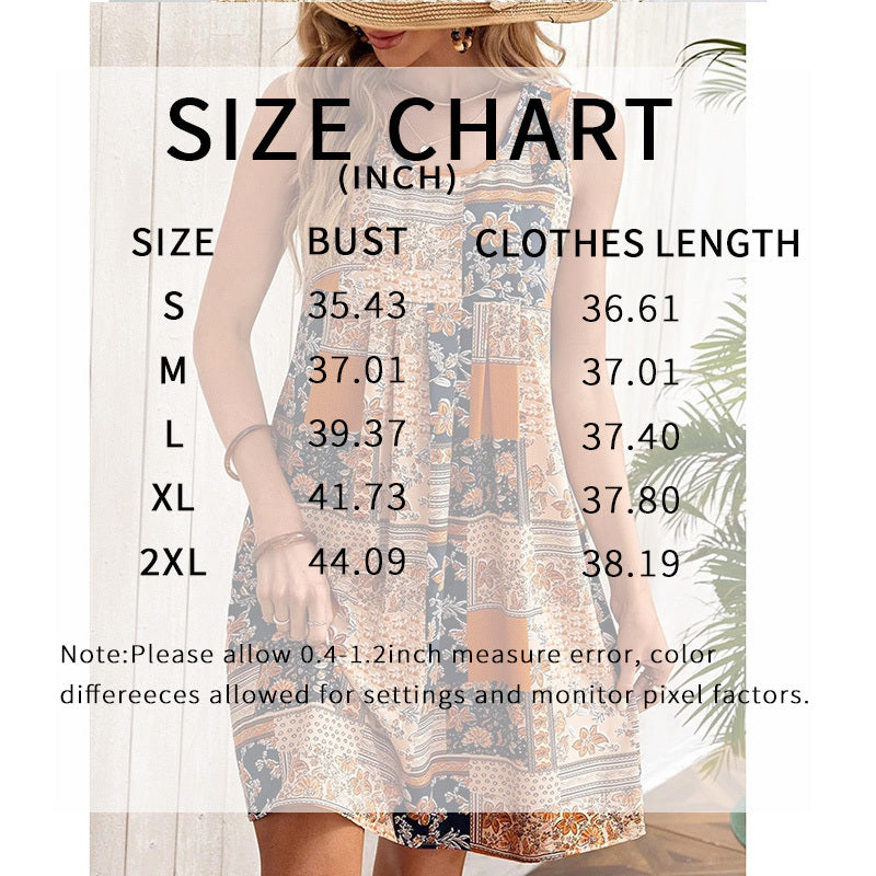 Women's Summer Dress Sleeveless Floral Boho Sundress Swimsuit Coverup Casual Loose Beach Vacation Tank Dresses - My Store