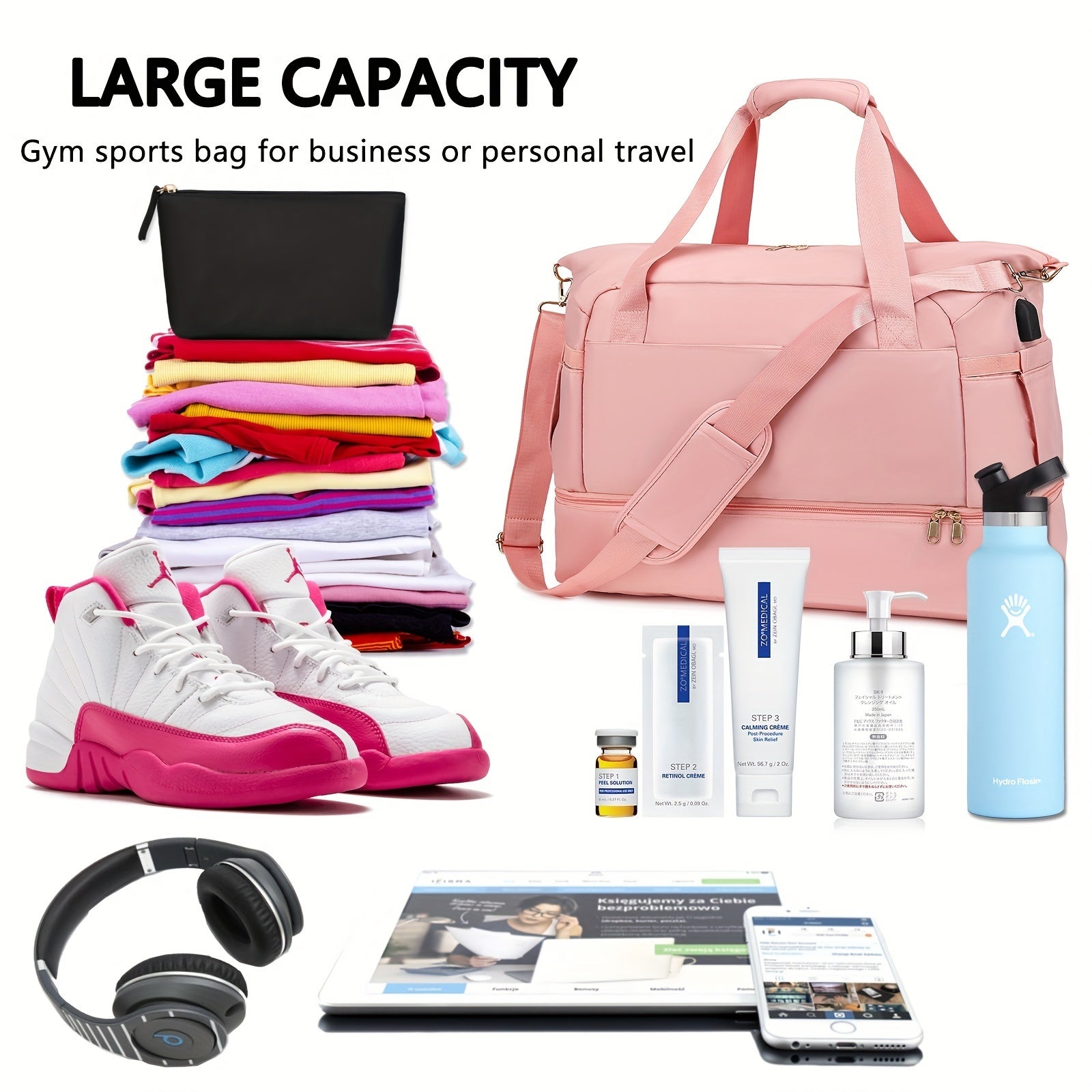 Women's Travel Duffel Bag, Sports Gym Yoga Duffel Bag Weekender Overnight Totes Bag - My Store