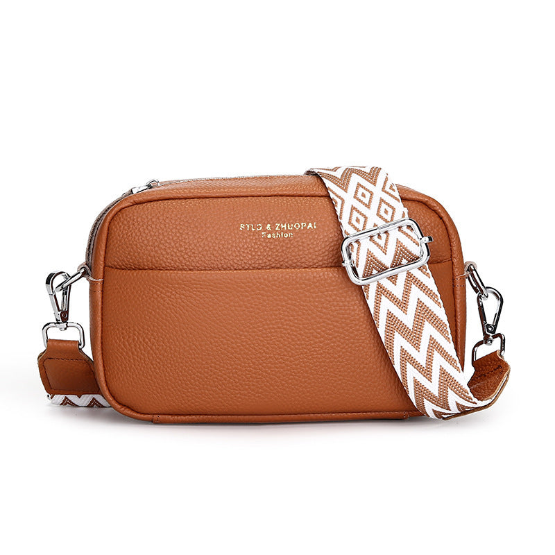Fashion Simple Shoulder Messenger Bag Top Layer Cowhide Small Square Bag - My Store