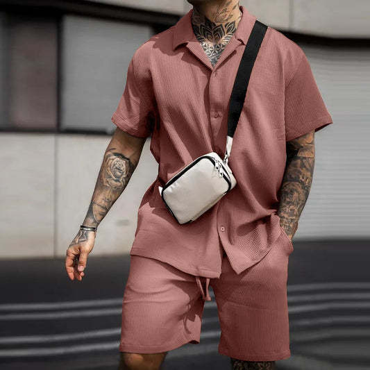 Men's Casual And Comfortable Polo Short-sleeved Shorts Suit - My Store